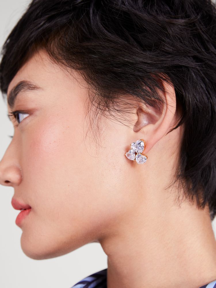 Kate Spade,My Love Cluster Studs,Clear/Gold