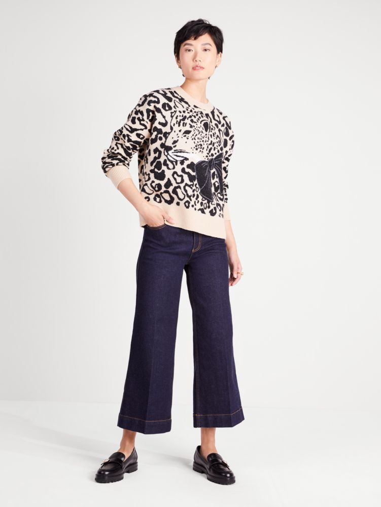 Kate Spade,Leopard Bow Sweater,Multi Color