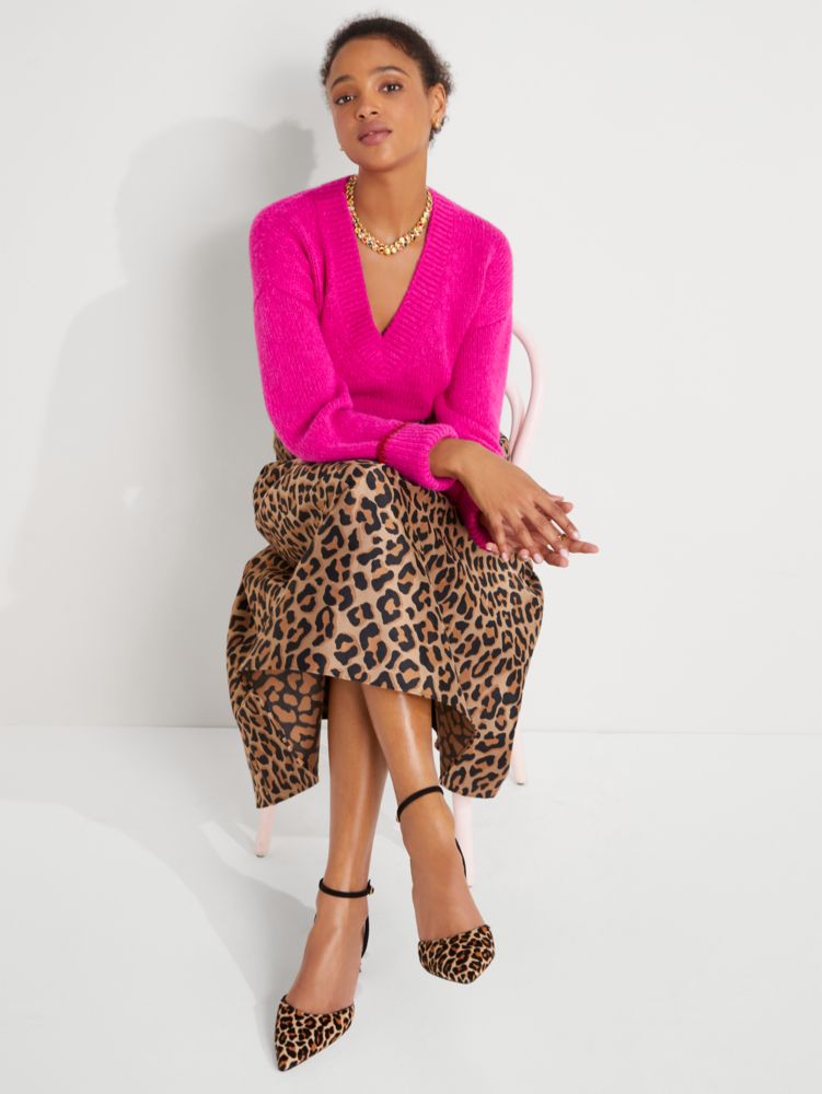 Leopard Jacquard Midi Skirt