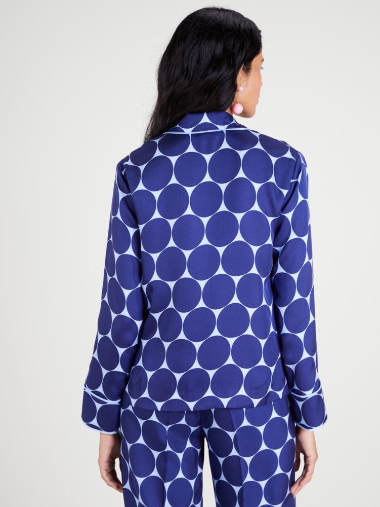 Kate Spade,Joy Dot Silk Twill Shirt,Citrine Blue