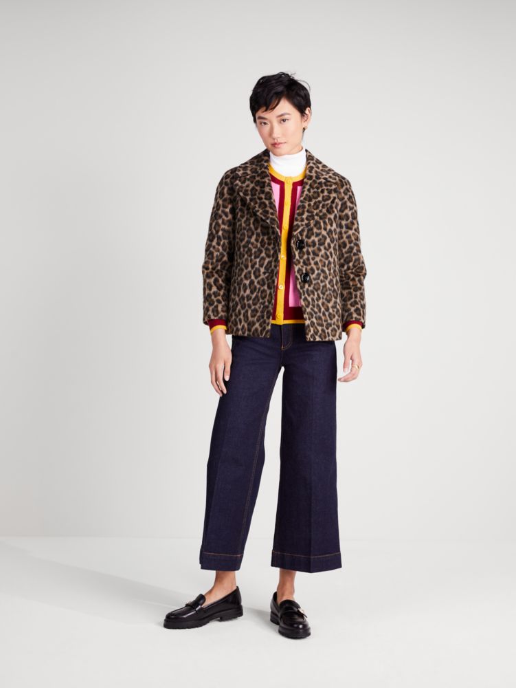 Kate Spade,Brushed Leopard Jacket,Multi Color