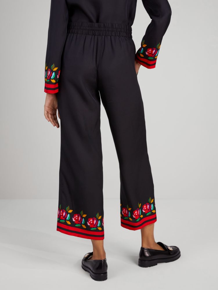 Kate Spade,Rose Border Silk-blend Pants,