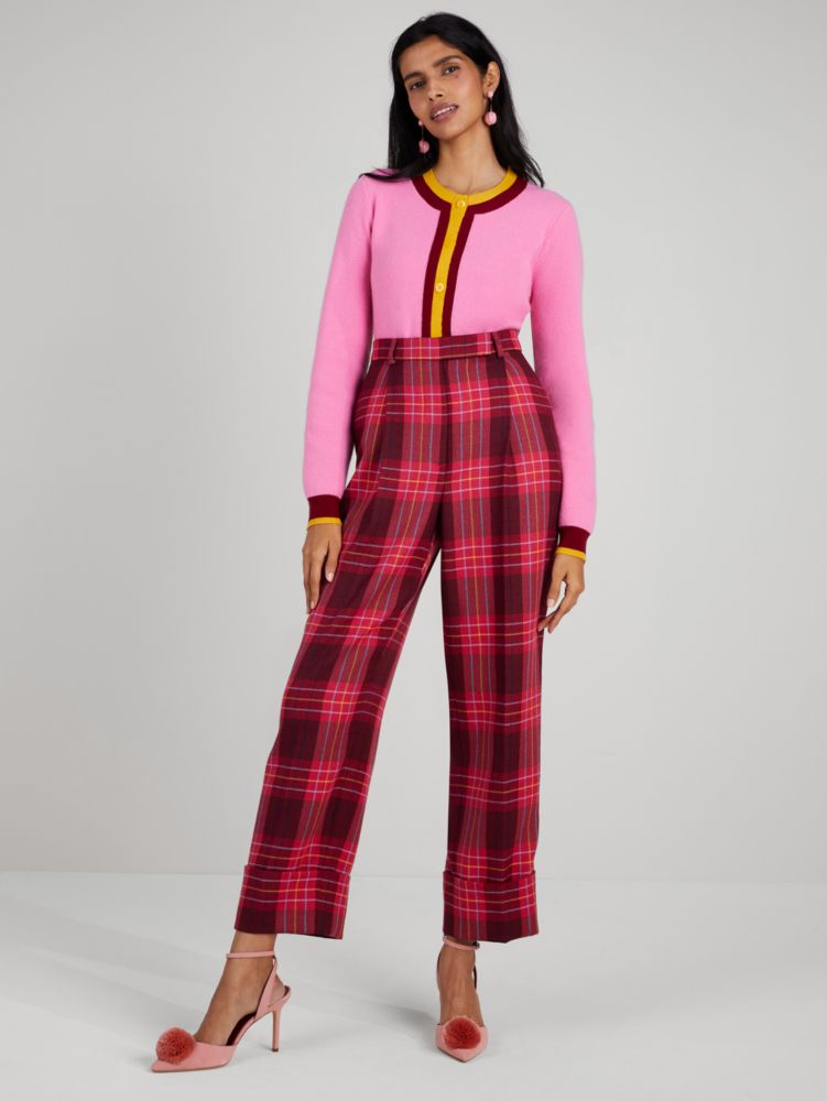 Kate Spade,Greenhouse Plaid Wool Pants,