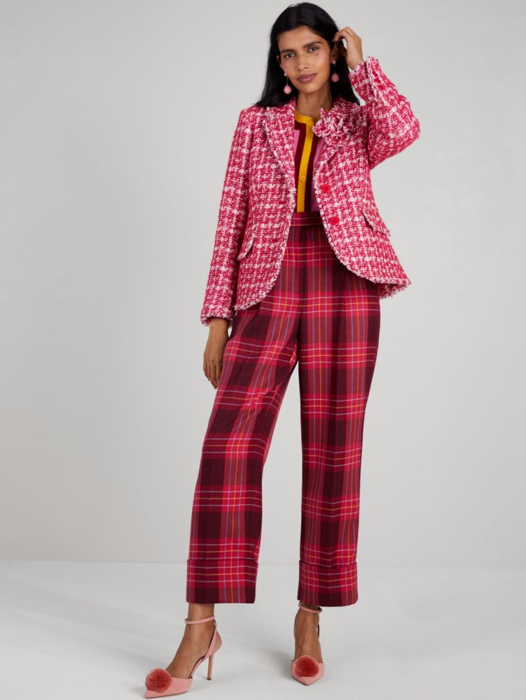 Kate Spade,グリーンハウス プラッド ウール パンツ,ウェア,ﾛｰｽﾞ ｺﾞｰﾙﾄﾞ