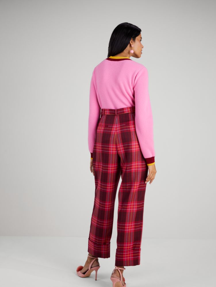 Kate Spade,グリーンハウス プラッド ウール パンツ,ウェア,ﾛｰｽﾞ ｺﾞｰﾙﾄﾞ