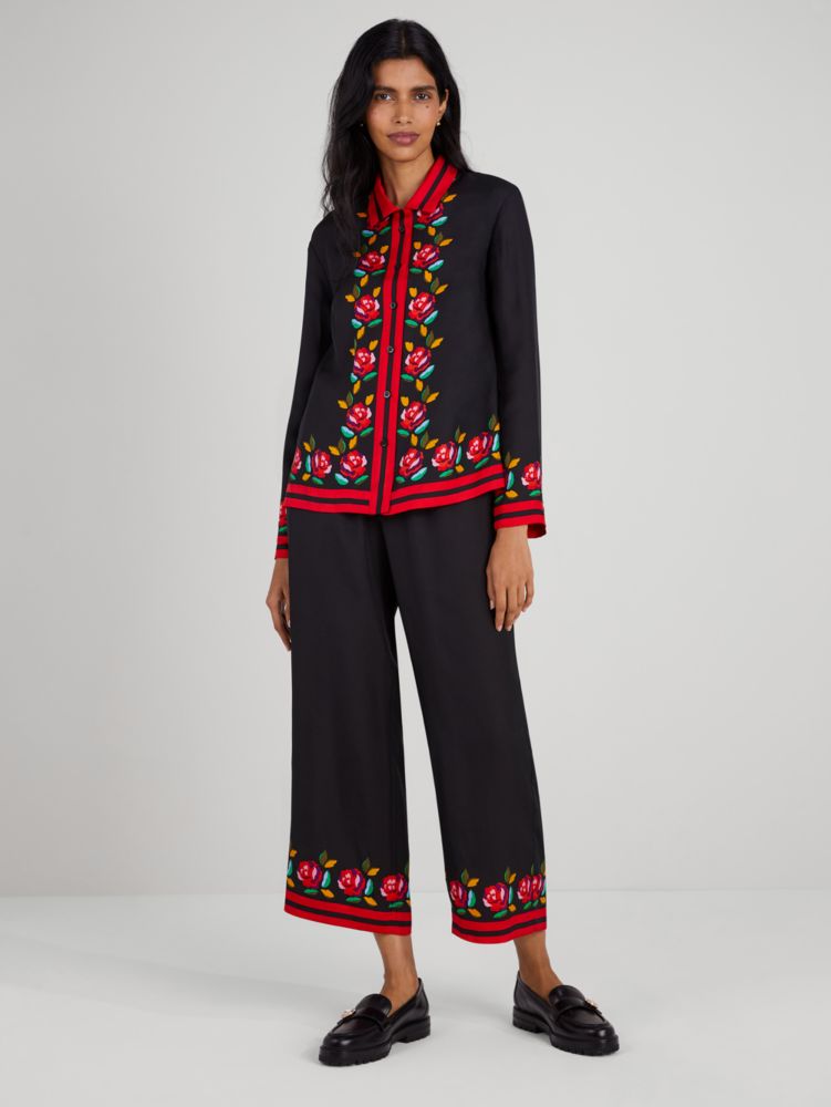 Kate Spade,Rose Border Silk-blend Shirt,