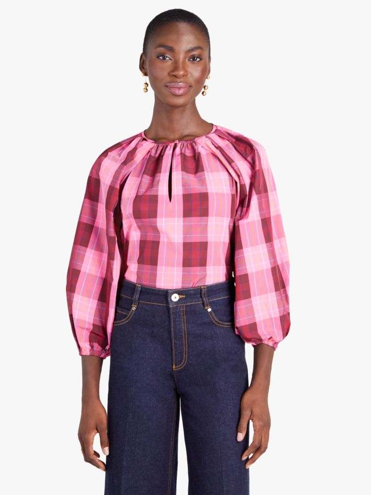 Kate Spade,Greenhouse Plaid Top,Multi Color