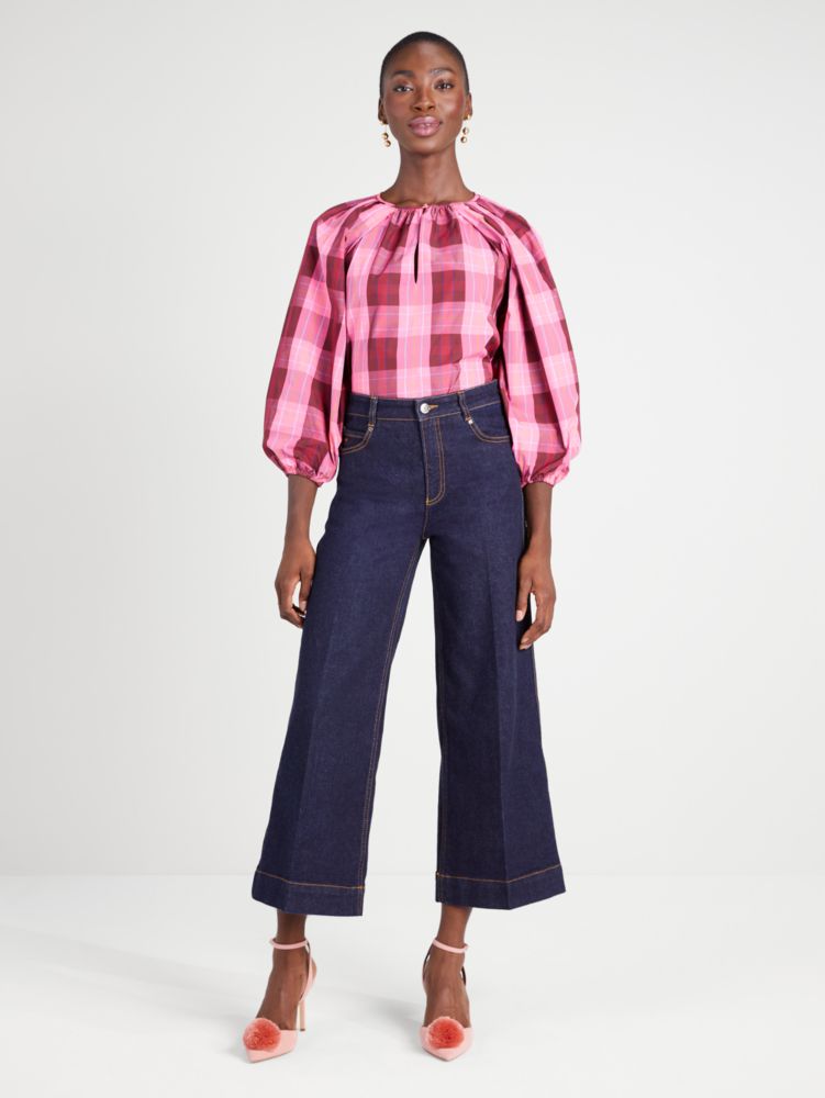 Kate Spade,Greenhouse Plaid Top,