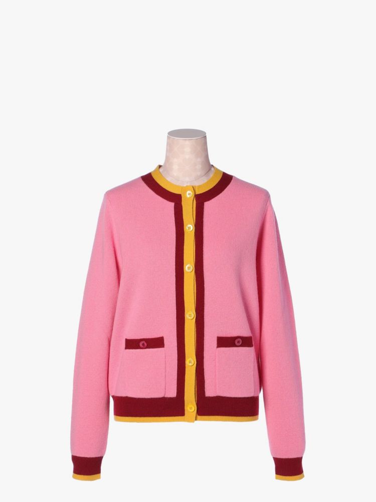 Kate Spade,カシミヤ クルーネック カーディガン,トップス,ﾛｰｽﾞ ｺﾞｰﾙﾄﾞ