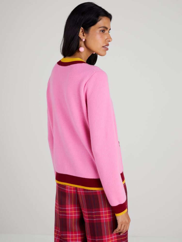 Kate Spade,カシミヤ クルーネック カーディガン,トップス,ﾛｰｽﾞ ｺﾞｰﾙﾄﾞ
