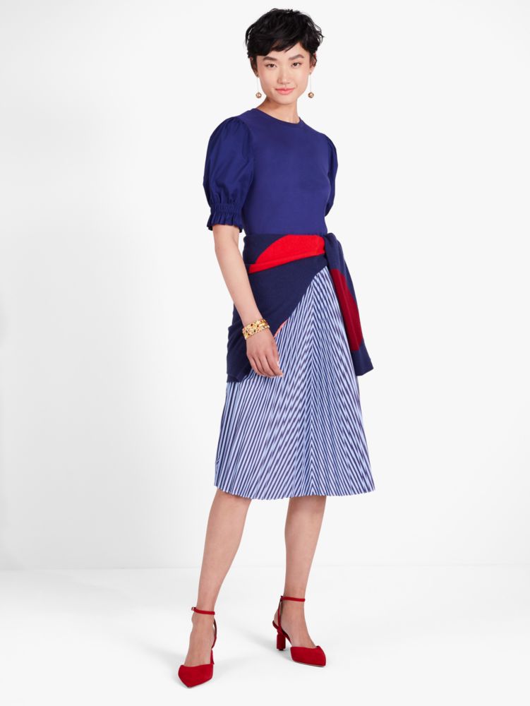 Kate Spade,Poplin Puff-Sleeve Tee,French Navy