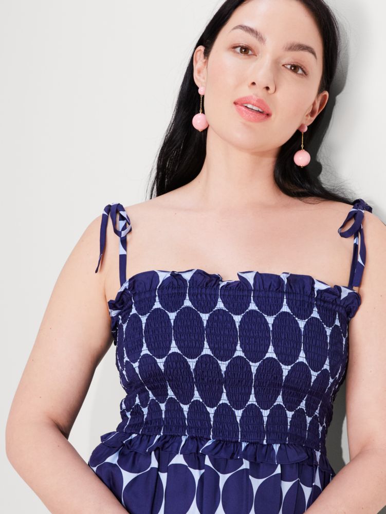 Joy Dot Silk Twill Smocked Dress | Kate Spade New York