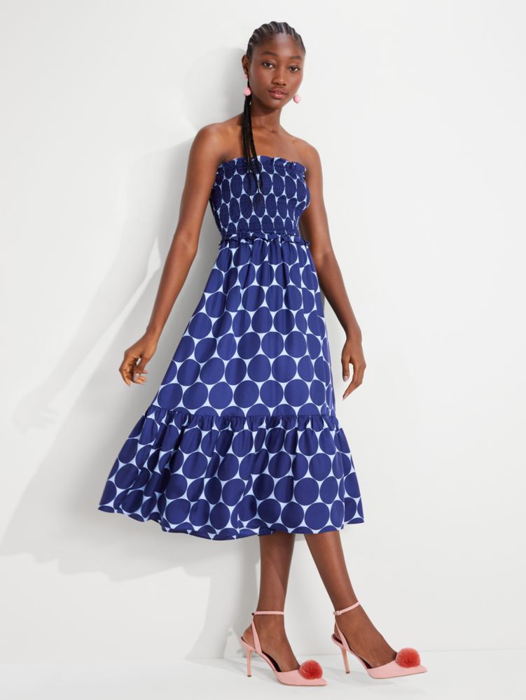 Joy Dot Silk Twill Smocked Dress | Kate Spade New York