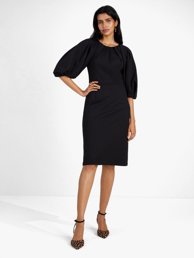 Ponte Pleated Shoulder Dress