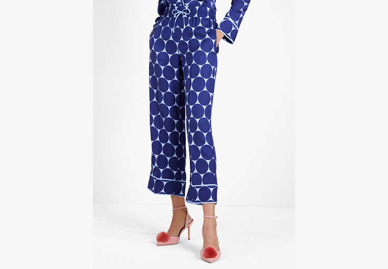 Joy Dot Silk Twill Pants, Citrine Blue, Product image number 0