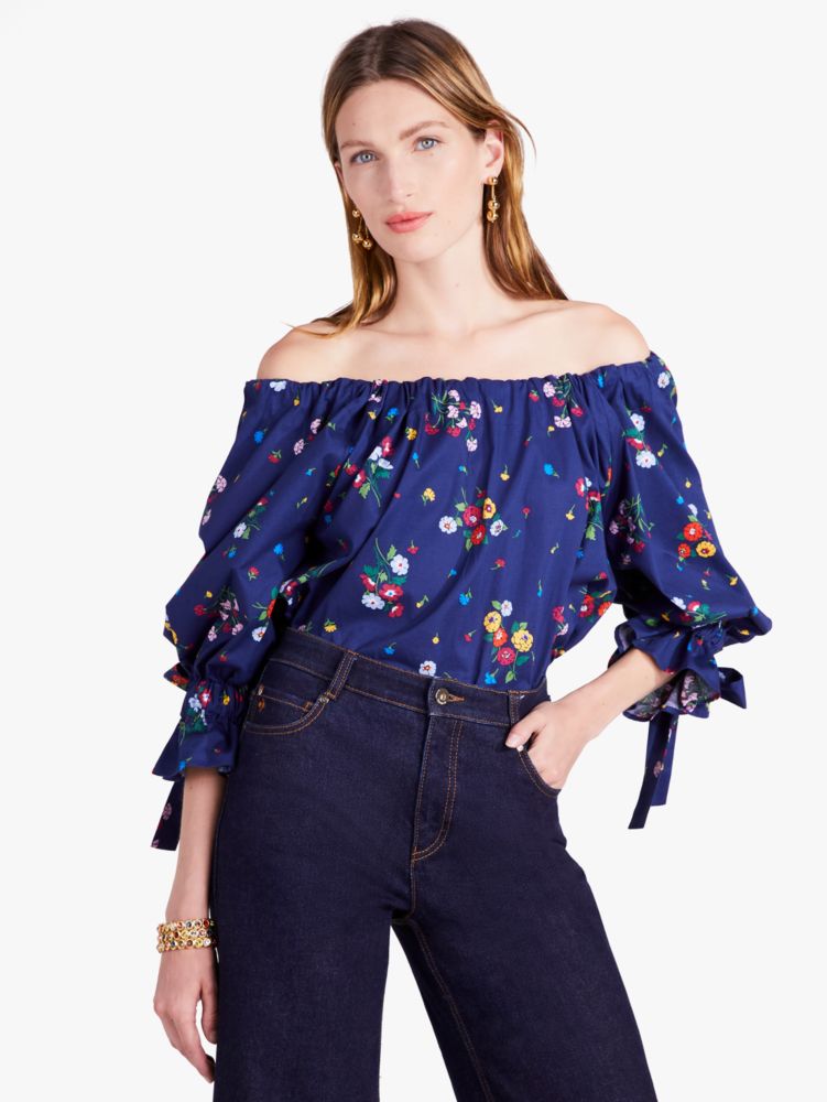 Kate Spade,Bouquet Toss Tie-Back Top,French Navy