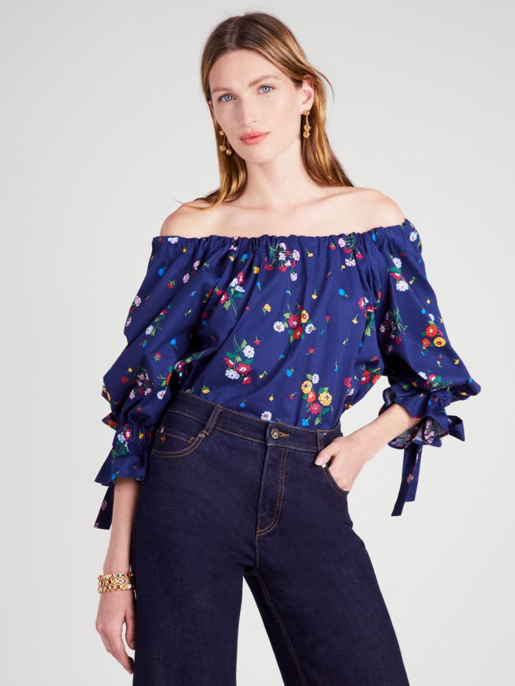 Kate Spade,Bouquet Toss Tie-Back Top,French Navy
