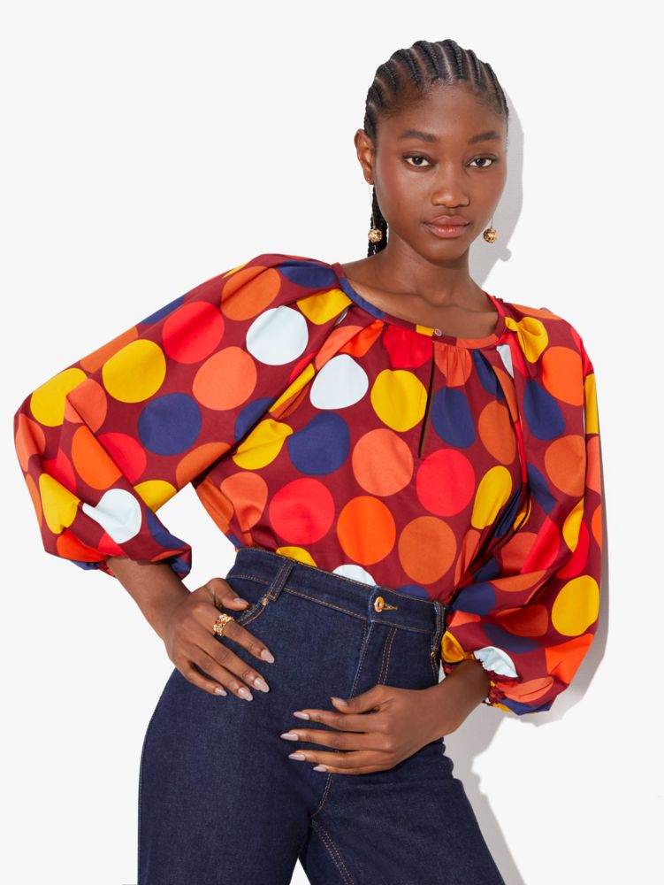 Kate Spade,Dot Party Poplin Top,