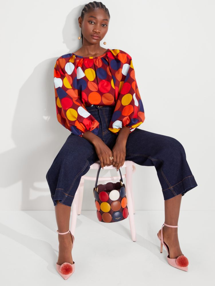 Kate Spade,Dot Party Poplin Top,Multi Color