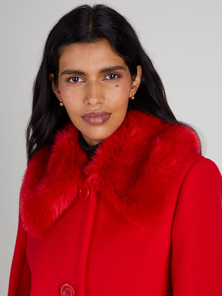 Kate spade red coat fur clearance collar