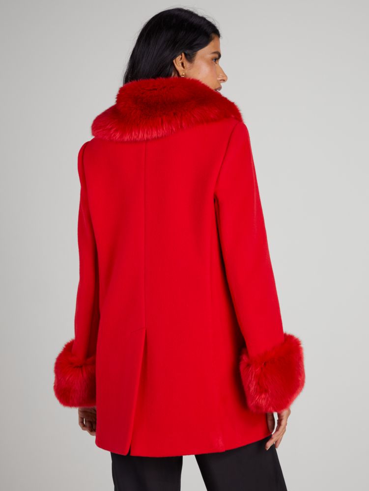 Kate spade red shop coat fur collar