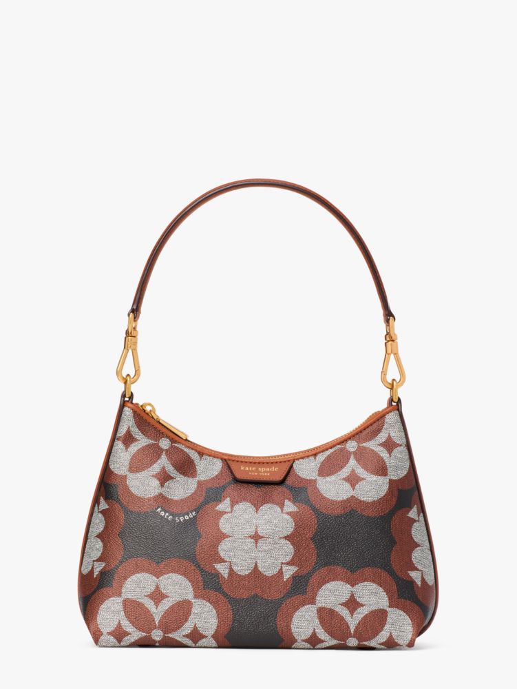 Kate Spade,Spade Flower Monogram Reece Small Shoulder Bag,Medium,Black Multi