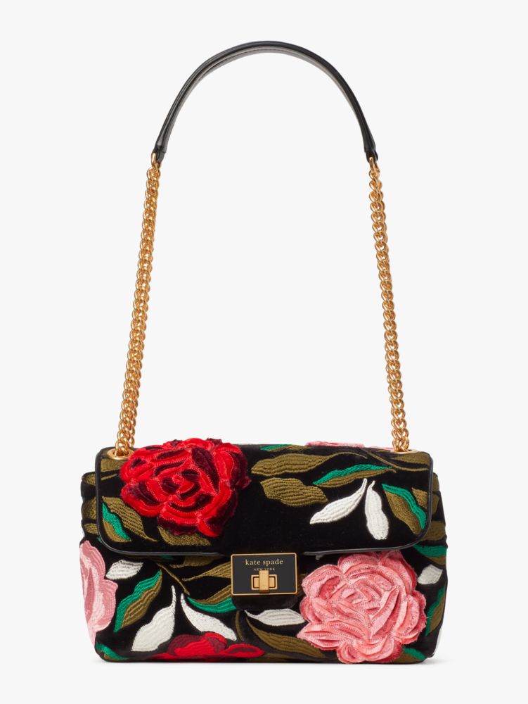 Kate Spade,Evelyn Rose Garden Velvet Medium Convertible Shoulder Bag,Medium,