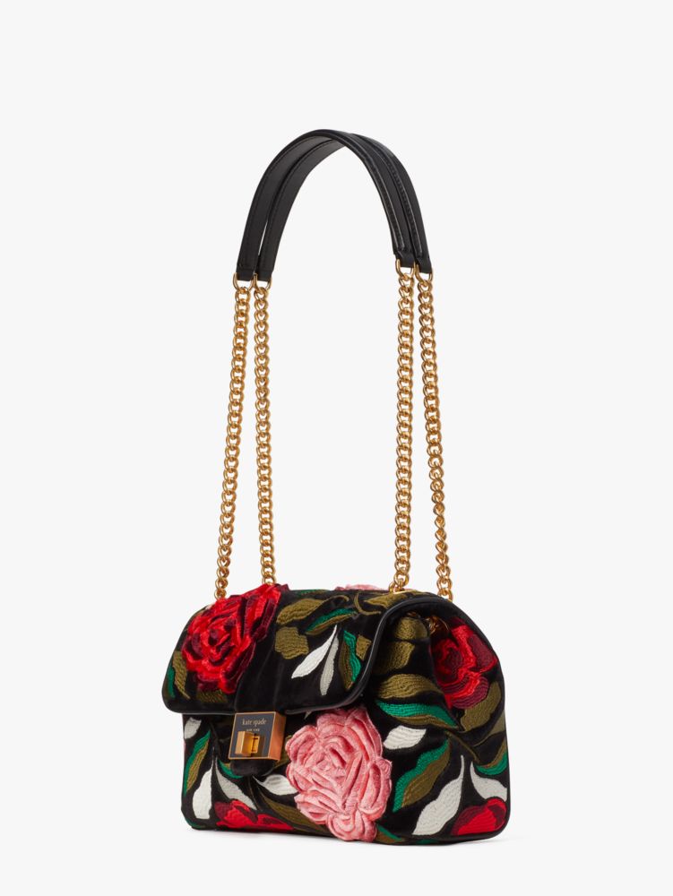 Kate Spade,Evelyn Rose Garden Velvet Medium Convertible Shoulder Bag,