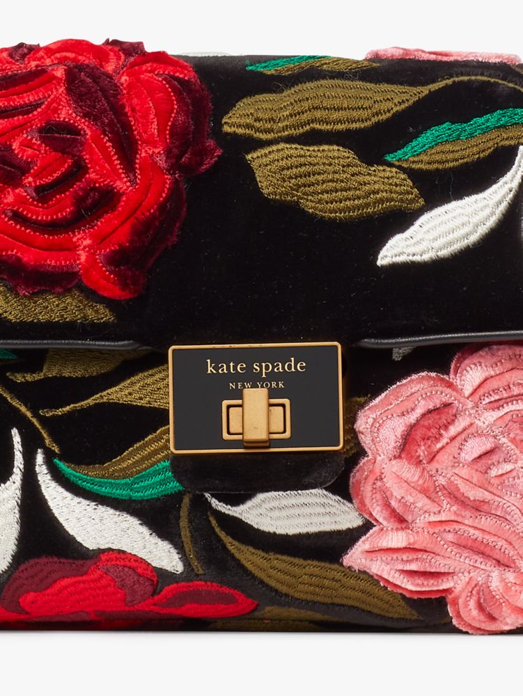 Kate Spade,Evelyn Rose Garden Velvet Medium Convertible Shoulder Bag,