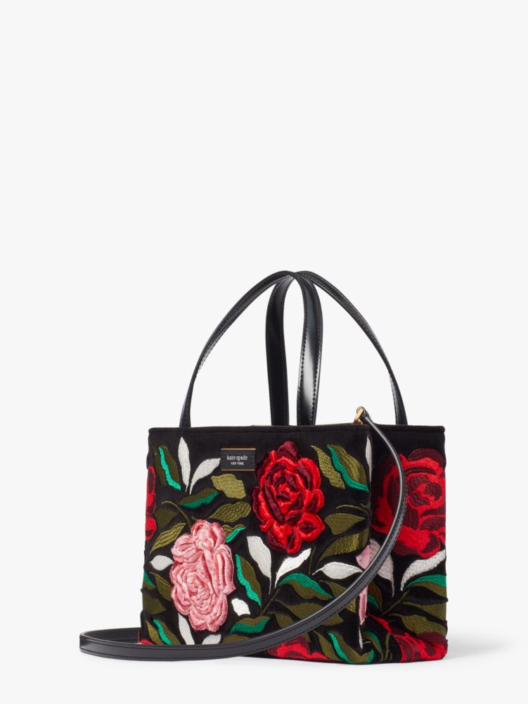 Kate Spade,Sam Icon Rose Garden Velvet Small Tote,Small,