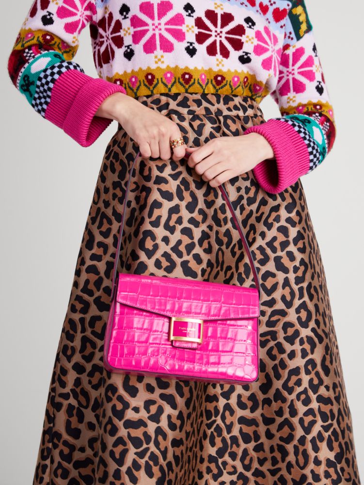 Kate Spade,Katy Croc-Embossed Medium Shoulder Bag,shoulder bags,Medium,