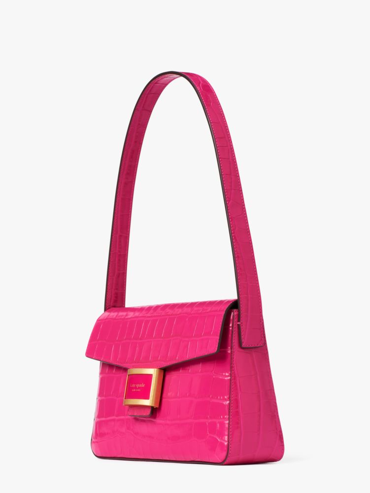 Kate Spade,Katy Croc-Embossed Medium Shoulder Bag,shoulder bags,Medium,Festive Pink