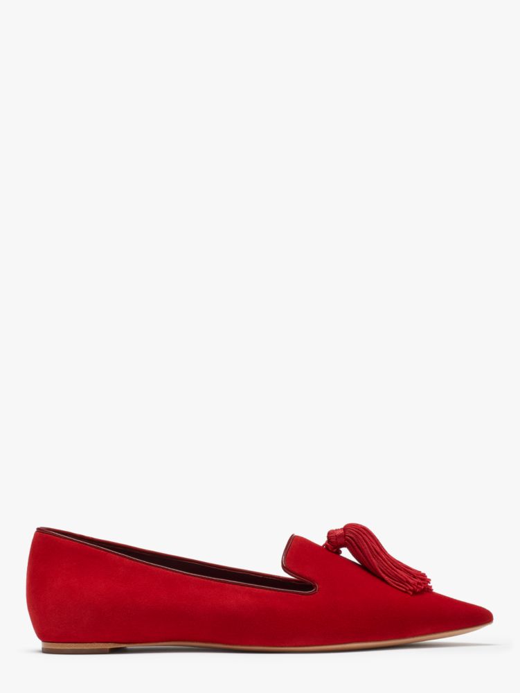 Kate Spade,Adore Flats,Rubber,Smoking Flat,Tassel,Day Party,Red