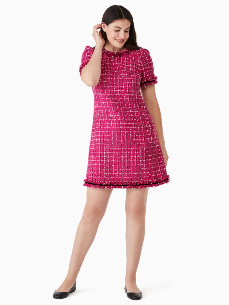 Tweed Short Sleeve Dress – Pink Tartan