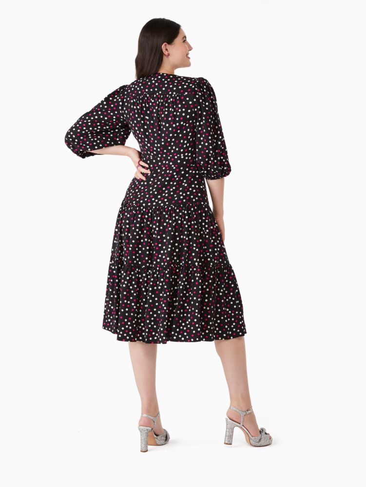 Kate Spade,Glimmer Dot Wrap Dress,Black