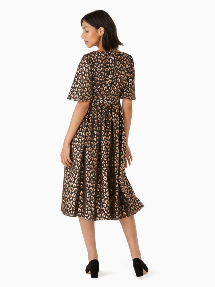 Kate Spade,graphic leopard midi dress,Polyester,60%,Black