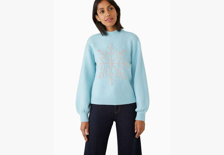 Kate Spade,snowflake sweater,wool,60%,Frosty Sky