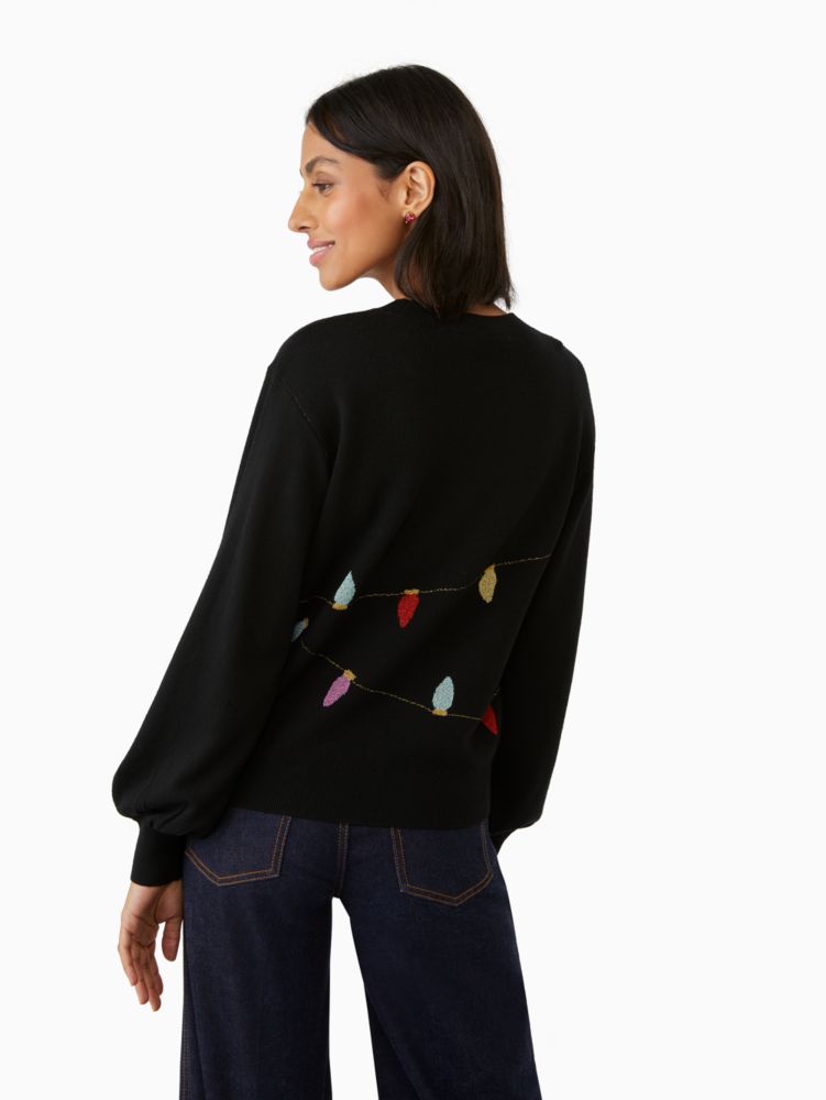 Kate Spade,string lights holiday sweater,wool,60%,