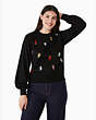 Kate Spade,string lights holiday sweater,wool,60%,Black
