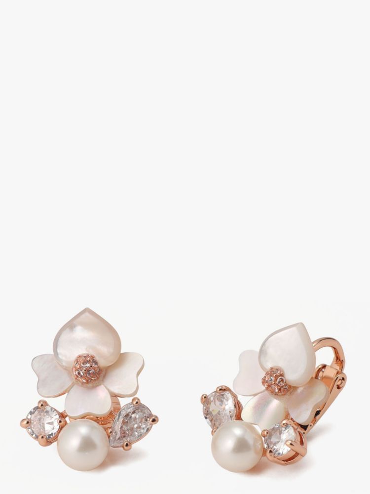 Kate Spade,プレシャス パンジー クラスター クリップ オン スタッズ,ピアス,ホワイトマルチ