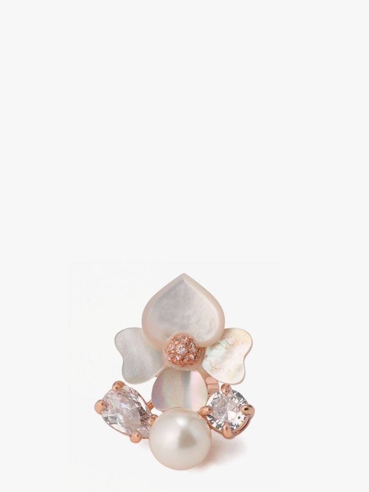 Kate Spade,プレシャス パンジー クラスター クリップ オン スタッズ,ピアス,ホワイトマルチ
