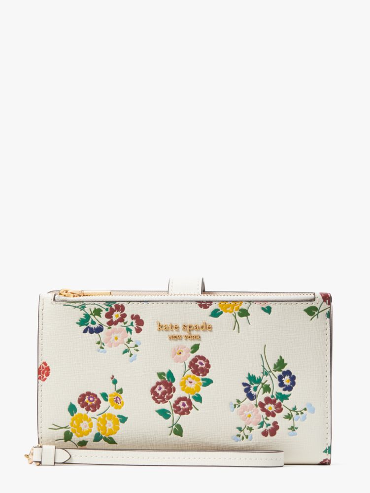 Kate Spade Morgan Bouquet Toss Embossed Saffiano Leather Small Compact  Wallet