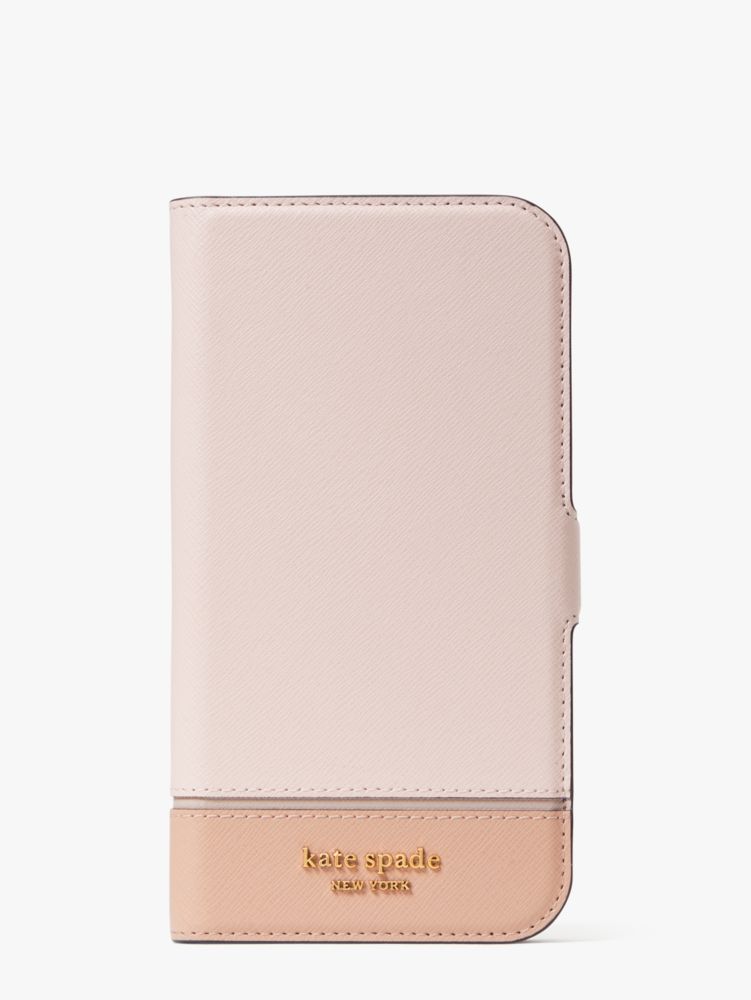 Kate Spade,Morgan Colorblock iPhone 13 Pro Max Magnetic Wrap Folio Case,Pale Dogwood Multi