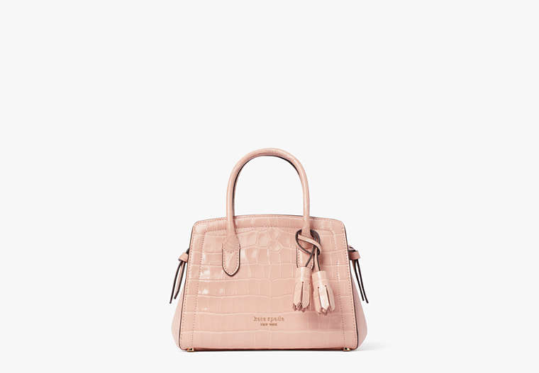 Kate Spade,Knott Croc-Embossed Leather & Suede Mini Satchel,Medium,French Rose image number 0