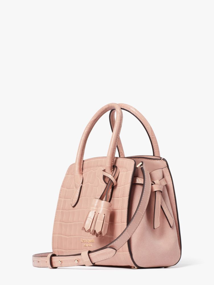 Kate Spade,Knott Croc-embossed Leather & Suede Mini Satchel,