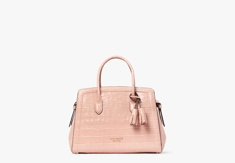 Knott Croc-embossed Leather & Suede Medium Satchel, French Rose, Product image number 0