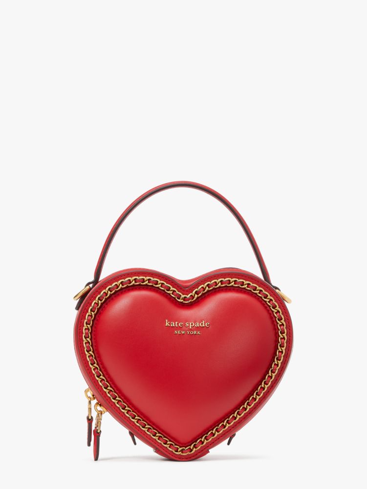 Quilted Heart Crossbody Bag - Red