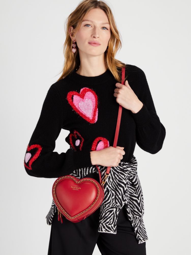 Kate Spade New York Amour 3d Heart Crossbody Bag Red Lingonberry K9895 New