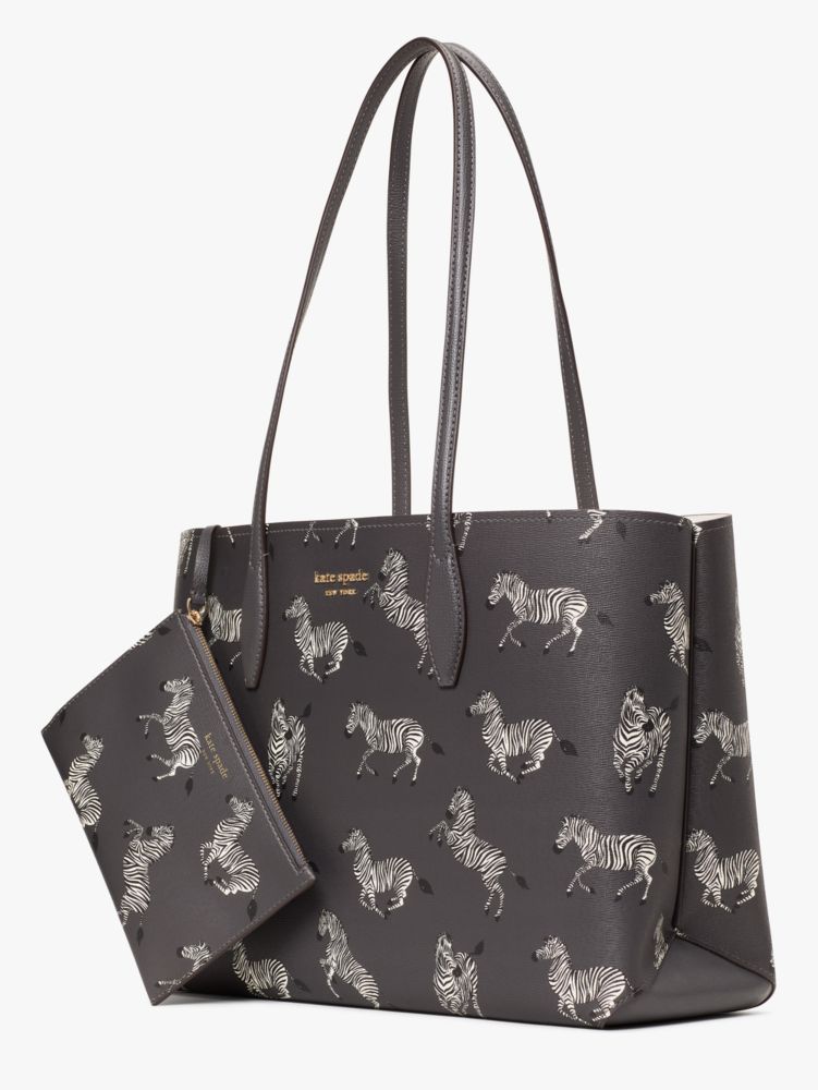 Kate Spade,All Day Dancing Zebras Printed Large Tote,Large,Chalkboard Multi