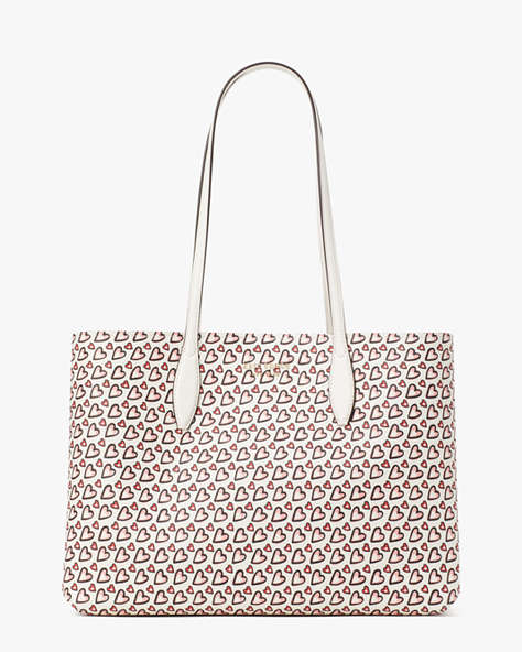 Kate Spade,All Day Fancy Hearts Large Tote,Large,Cream Multi